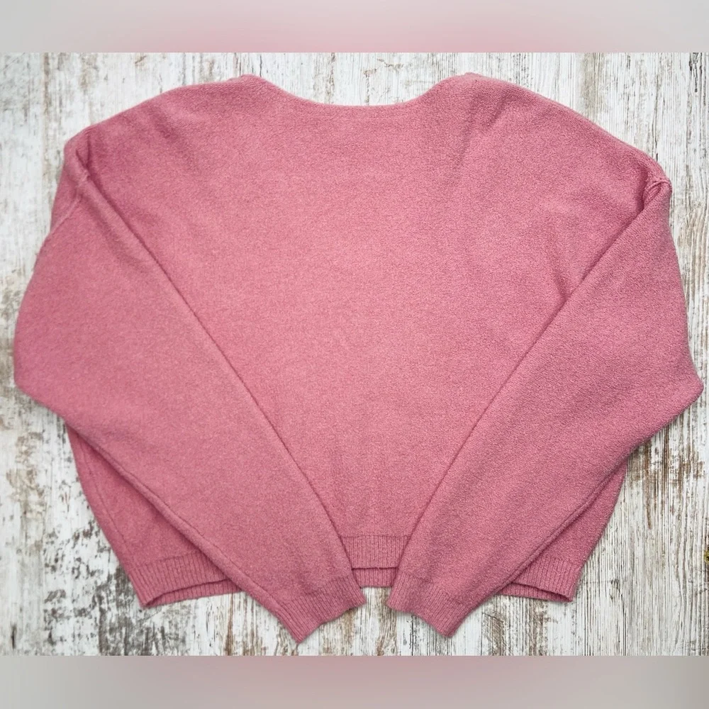 Free People Take Me Places Draped V-neck Knit Pink Sweater Medium GUC!